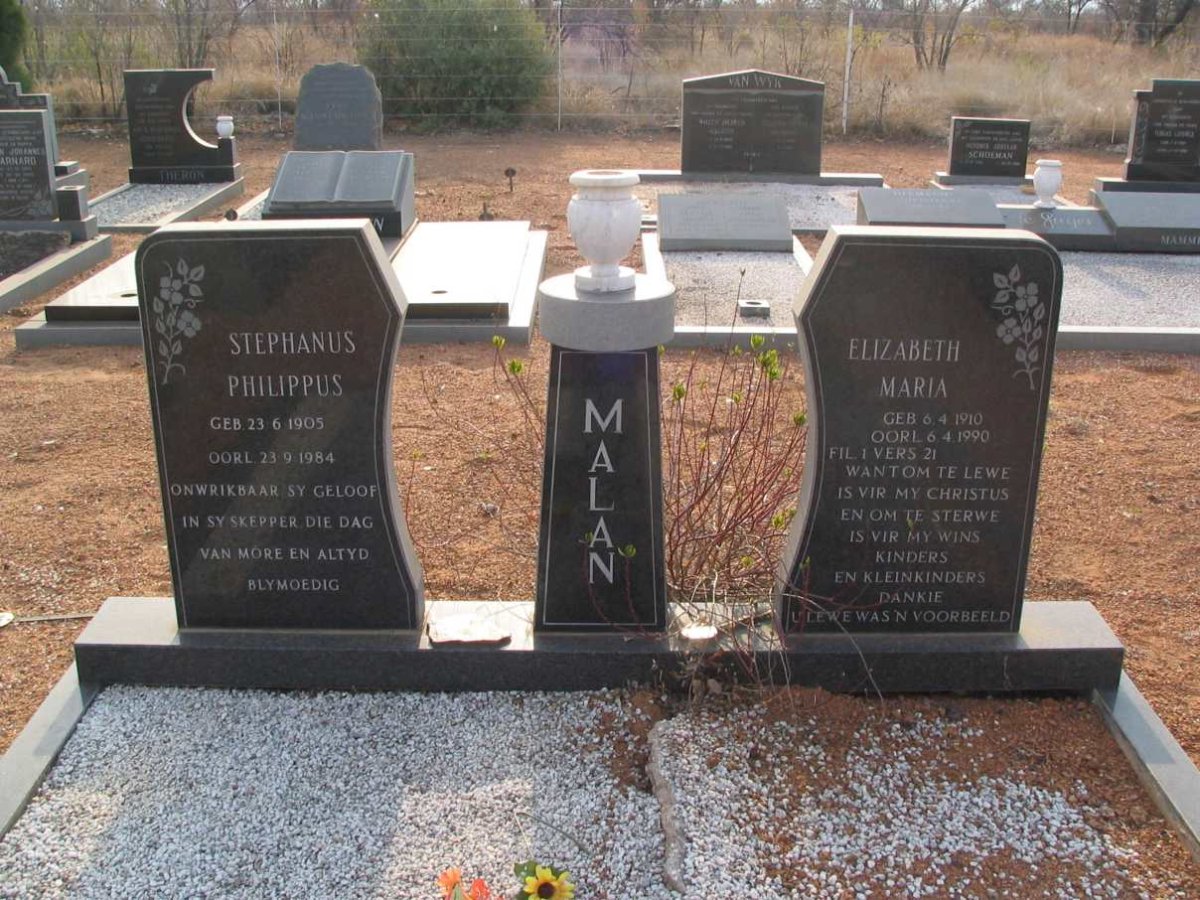 MALAN Stephanus Philippus 1905-1984 & Elizabeth Maria 1910-1990