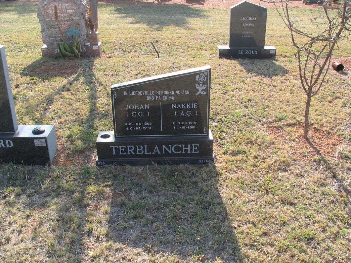TERBLANCHE J.C.G. 1909-2001 & A.G. 1914-2001