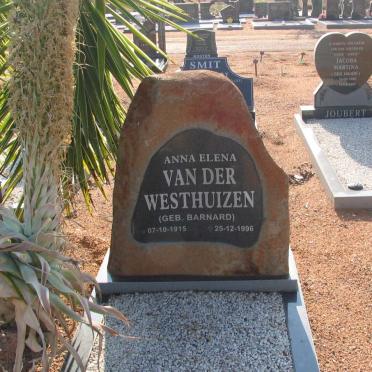 WESTHUIZEN Anna Elena, van der nee BARNARD 1915-1996