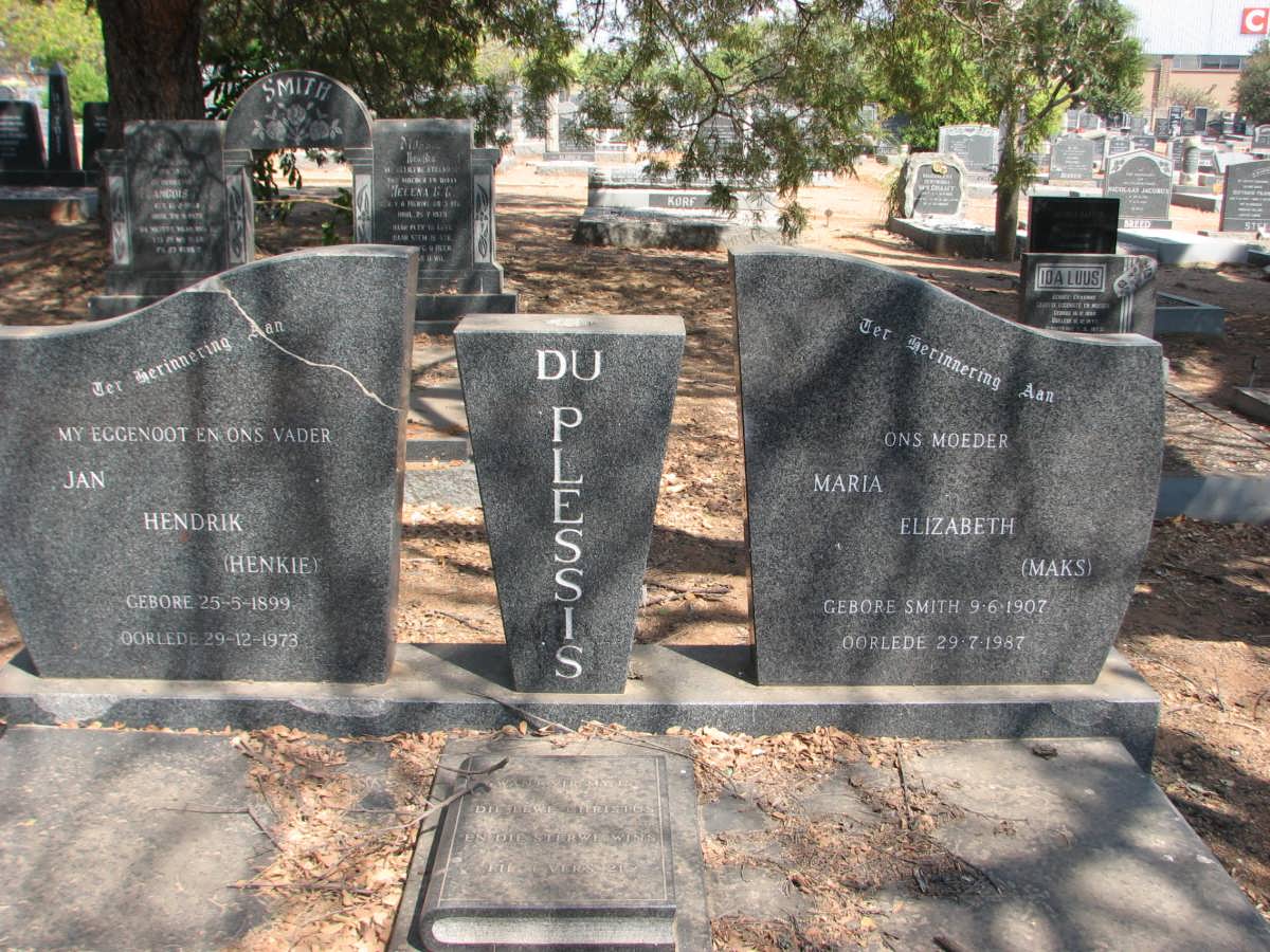 PLESSIS Jan Hendrik, du 1899-1973 & Maria Elizabeth SMITH 1907-1987