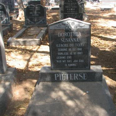 PIETERSE Dorothea Susanna nee DU TOIT 1918-1987