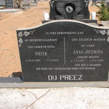 PREEZ Pieter, du 1919-1979 &amp; Anna Jacomina BEUKES 1927-1983