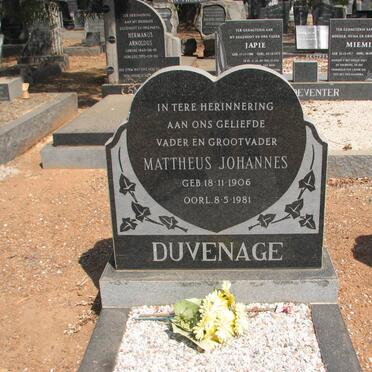 DUVENAGE Mattheus Johannes 1906-1981