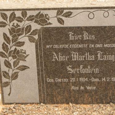 SERFONTEIN Alice Martha Laing nee COETZEE 1904-1953