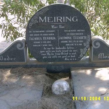 MEIRING Jacobus Hendrik 1894-1964 &amp; Jacomina Elizabeth HILL 1895-1981