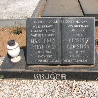 KRUGER Marthinus Steyn 1914-1980 &amp; Clasina Christina 1916-1981