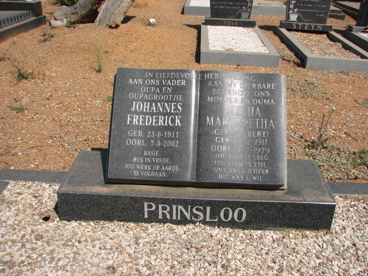 PRINSLOO Johannes Frederick 1911-2002 & Aletta Margaretha JOUBERT 1911-1979