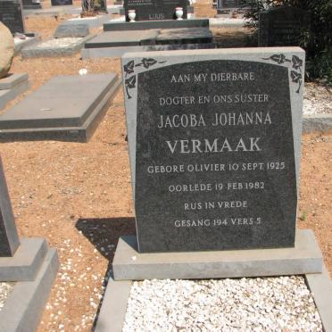 VERMAAK Jacoba Johanna nee OLIVIER 1925-1982