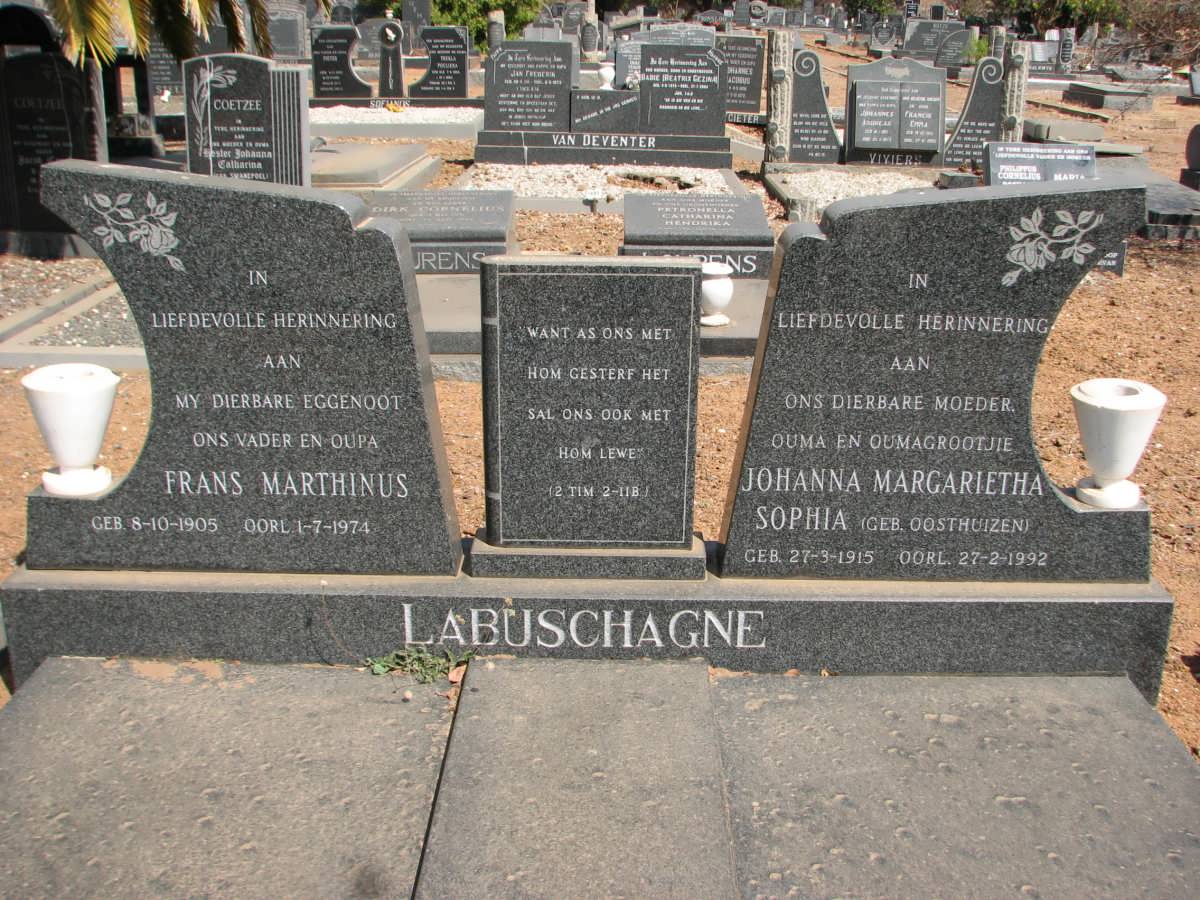 LABUSCHAGNE Frans Marthinus 1905-1974 & Johanna Margarietha Sophia OOSTHUIZEN 1915-1992