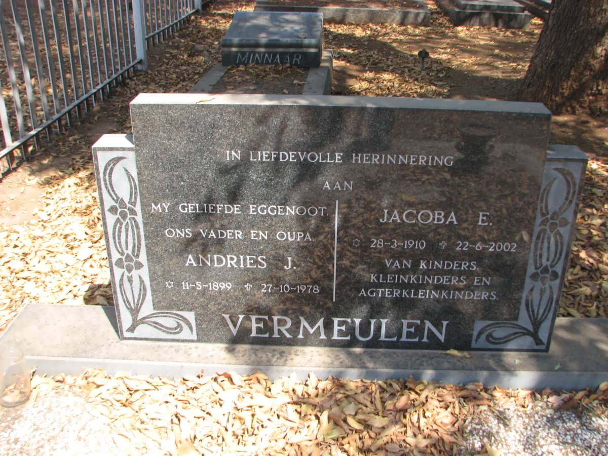 VERMEULEN Andries J. 1899-1978 & Jacoba E. 1910-2002