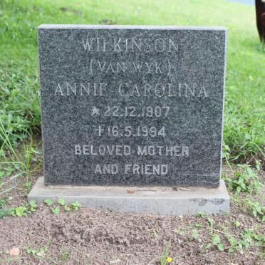 WILKINSON Annie Carolina nee VAN WYK 1907-1994
