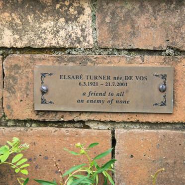 TURNER Elsabe nee DE VOS 1921-2001