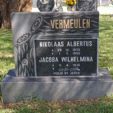 VERMEULEN Nikolaas Albertus 1935-1996 &amp; Jacoba Wilhelmina 1936-2007