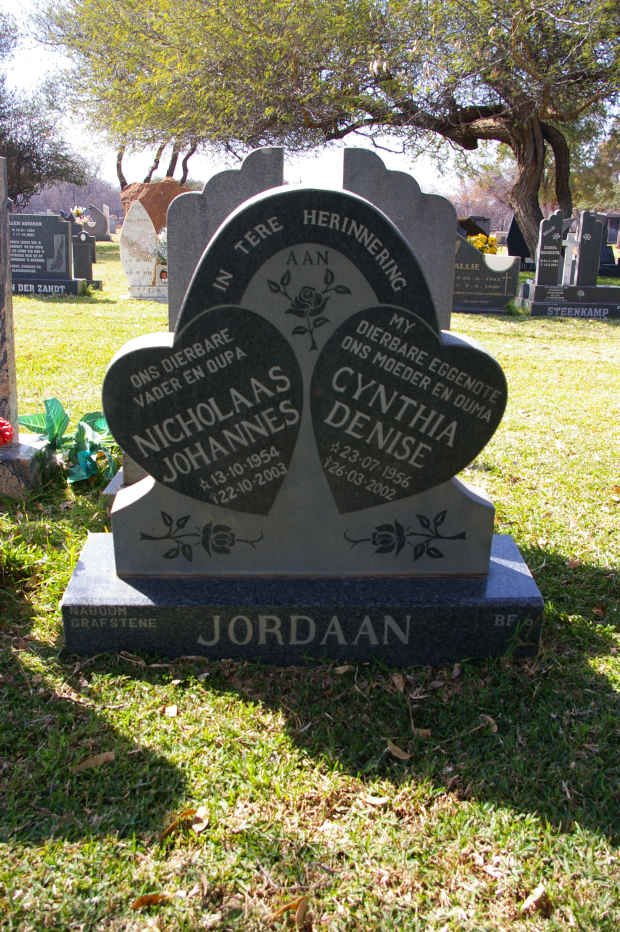JORDAAN Nicholaas Johannes 1954-2003 & Cynthia Denise 1956-2002