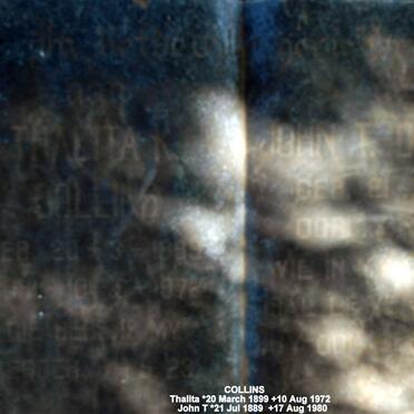 COLLINS John T. 1889-1980 &amp; Thalita 1899-1972