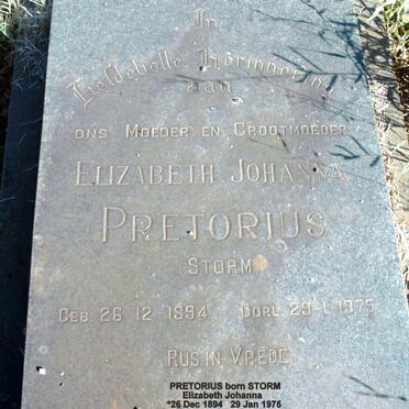 PRETORIUS Elizabeth Johanna nee STORM 1894-1975