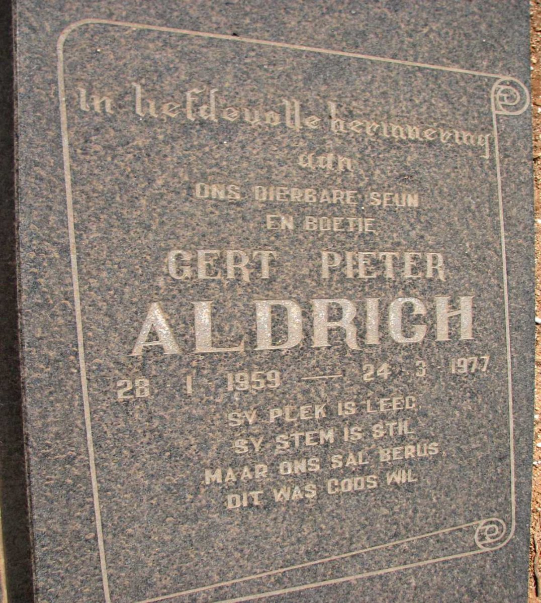 ALDRICH Gert Pieter 1959-1977