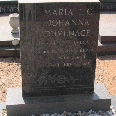 DUVENAGE Maria I.C. Johanna 1911-1978