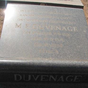 DUVENHAGE M.E. nee VERMAAK 1920-1976