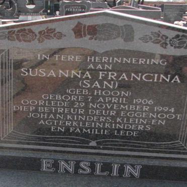 ENSLIN Susanna Francina nee HOON 1906-1994