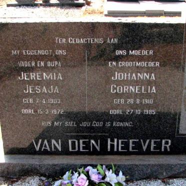 HEEVER Jeremia Jesaja, van den 1903-1972 &amp; Johanna Cornelia 1910-1985