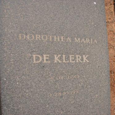 KLERK Dorothea Maria, de 1915-1991