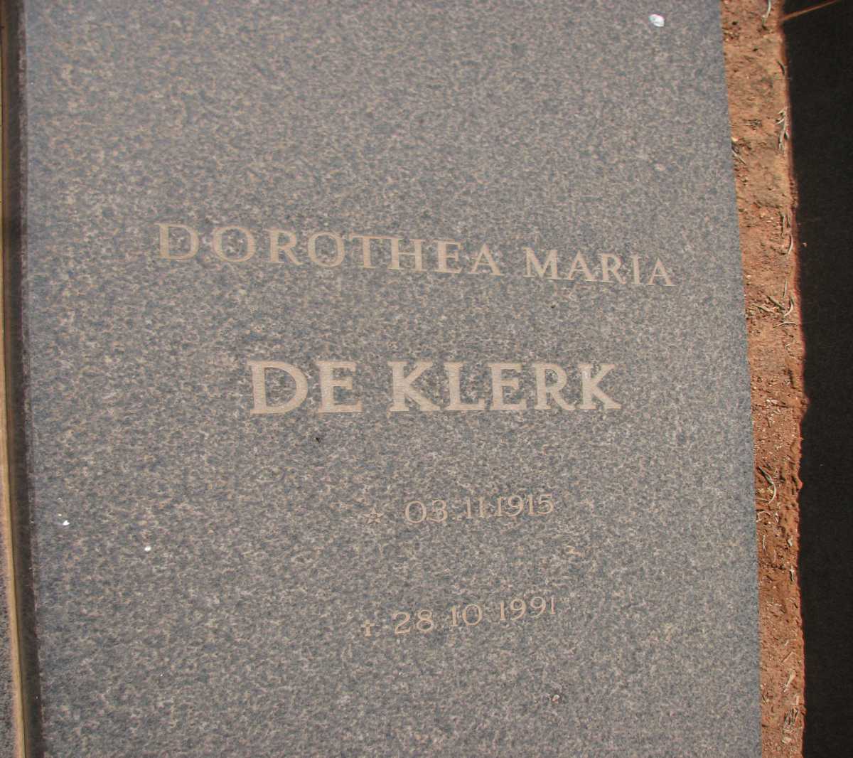 KLERK Dorothea Maria, de 1915-1991