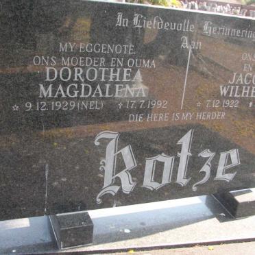 KOTZE Jacobus Wilhelmus 1922-1998 &amp; Dorothea Magdalena NEL 1929-1992