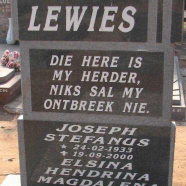 LEWIES Joseph Stefanus 1933-2000 &amp; Elsina Hendrina Magdalena 1940-2001