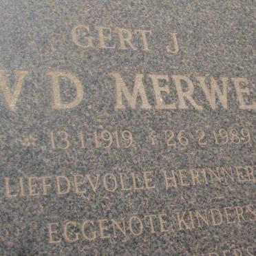 MERWE Gert J., v.d. 1919-1989
