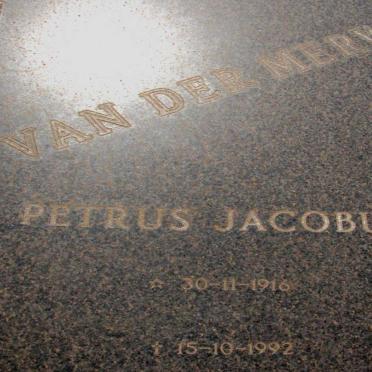 MERWE Petrus Jacobus, van der 1916-1992