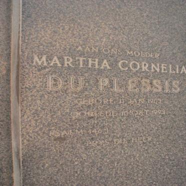 PLESSIS Martha Cornelia, du 1903-1995