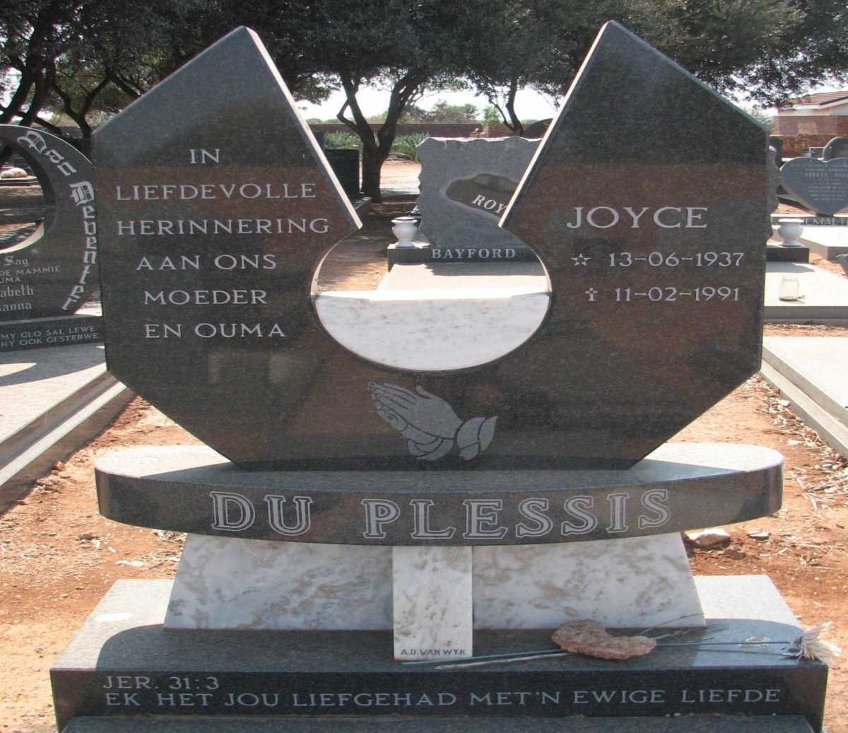 PLESSIS Joyce, du 1937-1991
