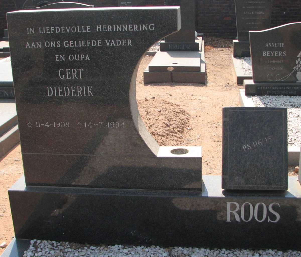 ROOS Gert Diederik 1908-1994 &amp; Martha Catharina Joacimina Gertruida PRETORIUS 1920-1979