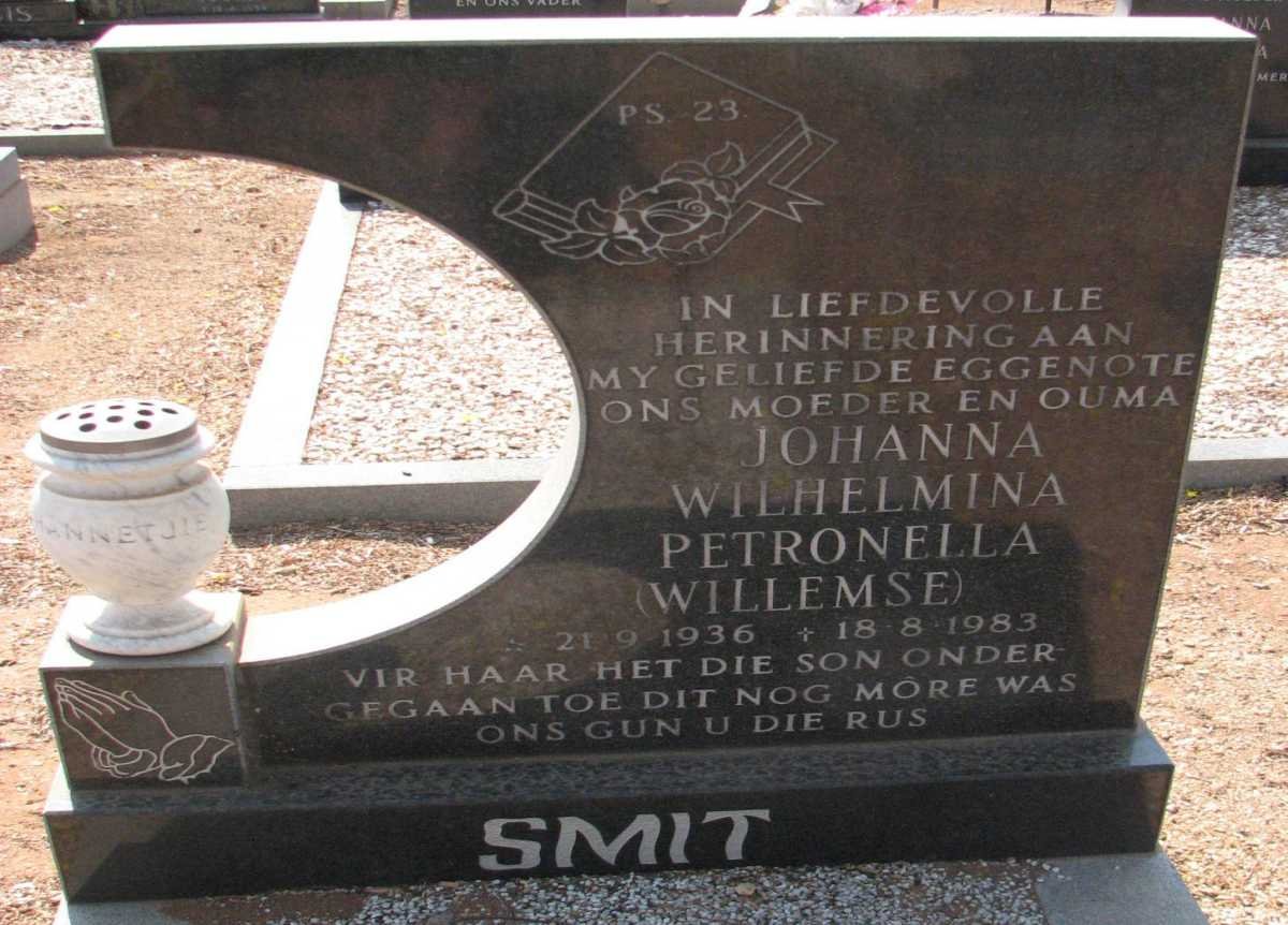 SMIT Johanna Wilhelmina Petronella nee WILLEMSE 1936-1983