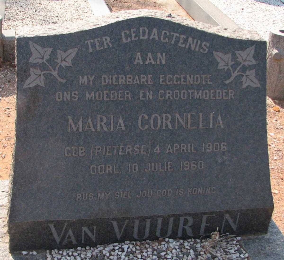 VUUREN Maria Cornelia, van nee PIETERSE 1906-1960