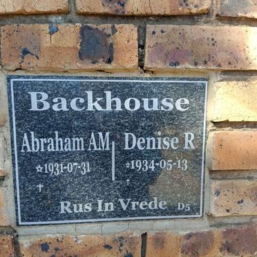 BACKHOUSE Abraham A.M 1931- & Denise R. 1934-
