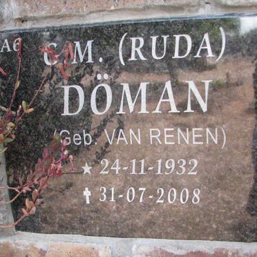 DOMAN G.M. nee VAN RENEN 1932-2008