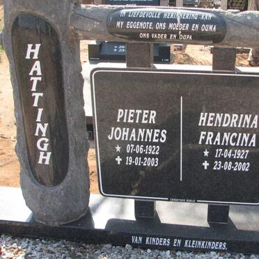 HATTINGH Pieter Johannes 1922-2003 &amp; Hendrina Francina 1927-2002