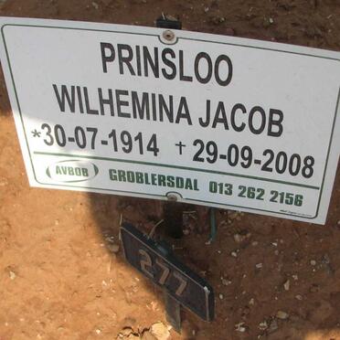 PRINSLOO Wilhelmina Jacob 1914-2008