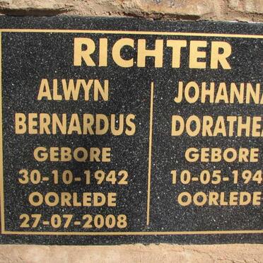 RICHTER Alwyn Bernardus 1942-2008 &amp; Johanna Dorathea 1948-