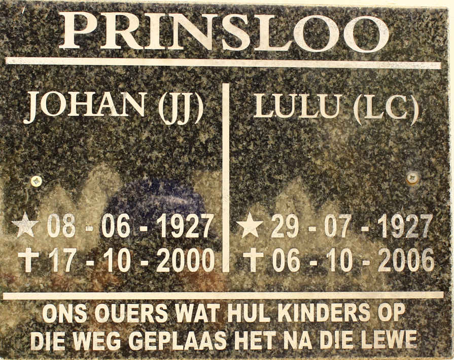 PRINSLOO J.J. 1927-2000 & L.C. 1927-2006