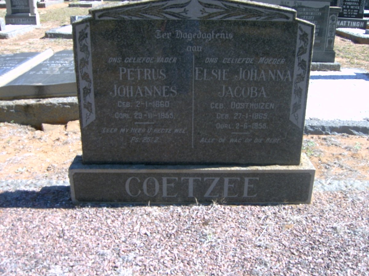 COETZEE Petrus Johannes 1860-1955 & Elsie Johanna Jacoba OOSTHUIZEN 1865-1955