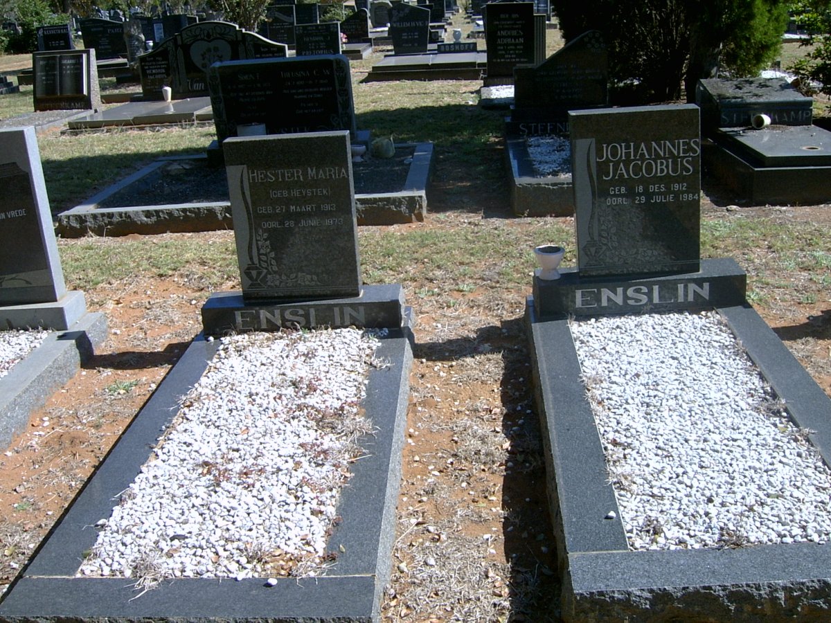 ENSLIN Johannes Jacobus 1912-1984 & Hester Maria HEYSTEK 1913-1973