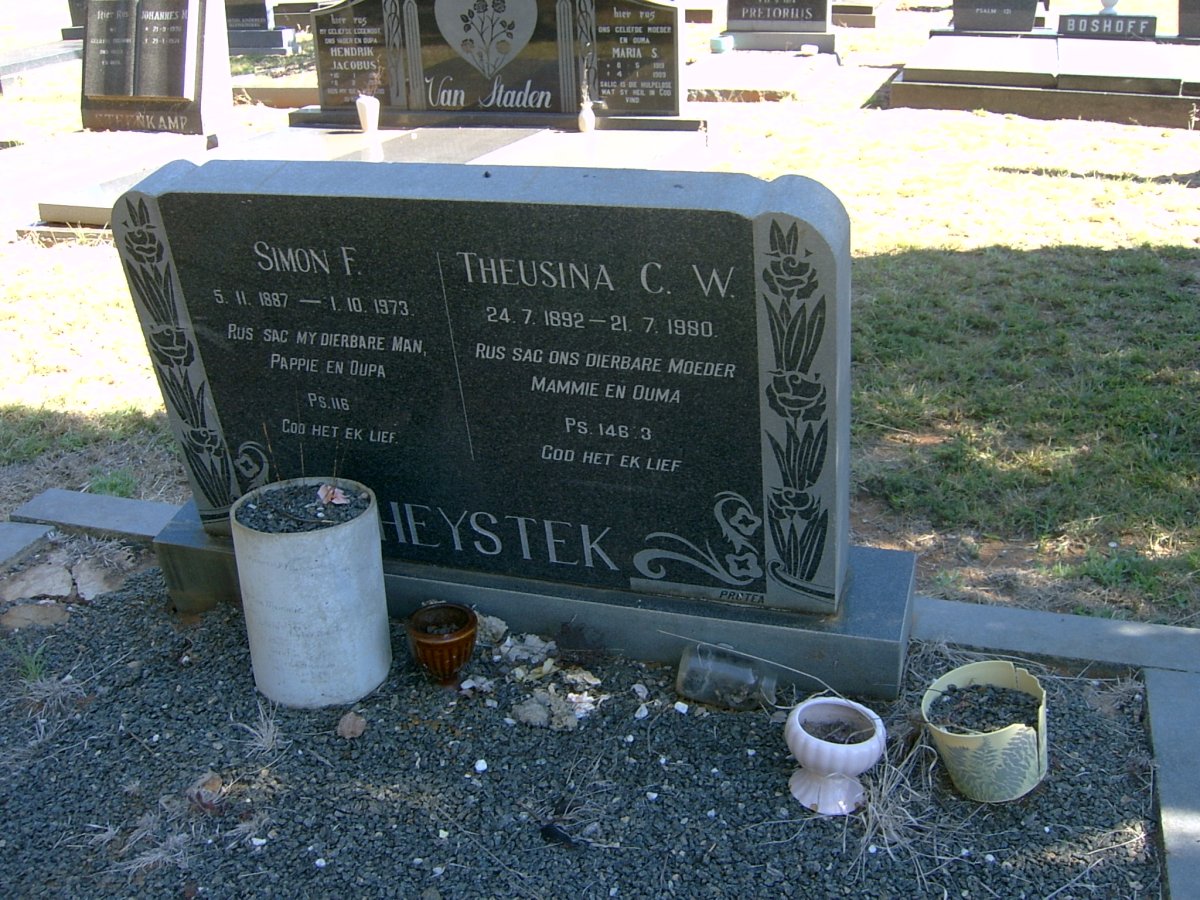 HEYSTEK Simon F. 1887-1973 & Theusina C.W. 1892-1980