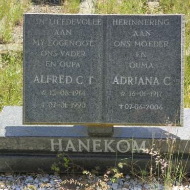 HANEKOM Alfred C.T. 1914-1990 &amp; Adriana C. 1917-2006