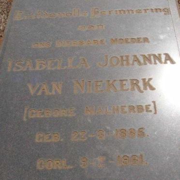 NIEKERK Isabella Johanna, van nee MALHERBE 1885-1961