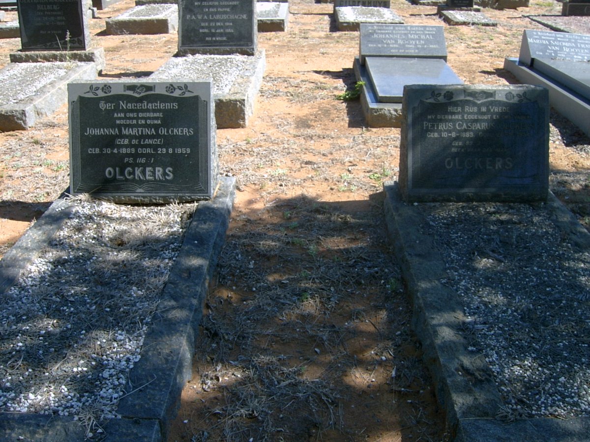 OLCKERS Petrus Casparus 1883-1954 & Johanna Martina DE LANGE 1889-1959