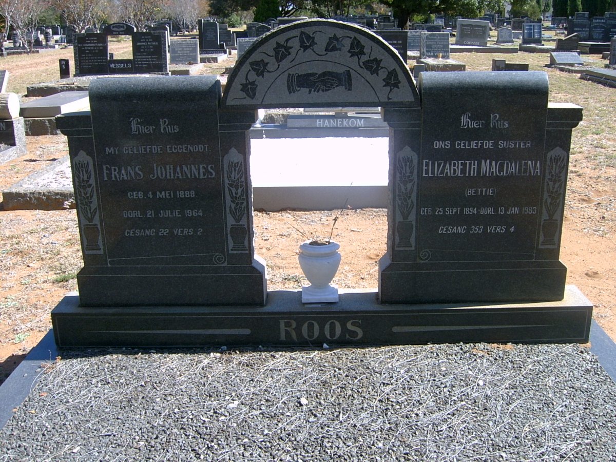 ROOS Frans Johannes 1888-1964 & Elizabeth Magdalena 1894-1983