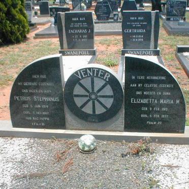 VENTER Petrus Stephanus 1914-1982 &amp; Elizabetta Maria M. 1913-1977